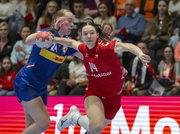 Nuria Bucher, ici face aux Pays-Bas en mars, a inscrit huit buts face à la Bosnie (archives).