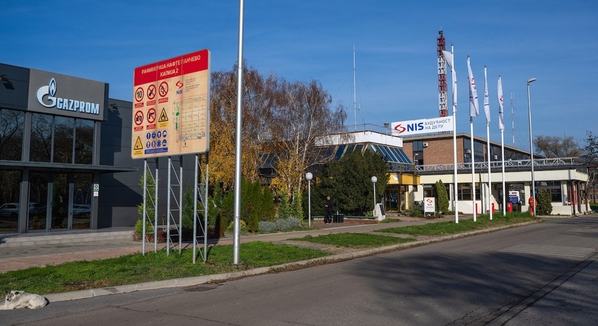 This photograph shows the Petroleum Industry of Serbia (NIS), Serbiaís only oil refinery, which has halted production and is in the process of shutting down due to US sanctions in Pancevo on December  ...