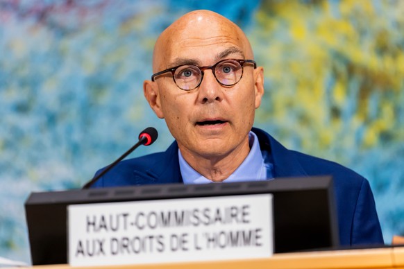 FILE - U.N. High Commissioner for Human Rights Volker Türk addresses attendees on the activities of his Office and recent human rights developments around the globe, during the 60th session of the Hum ...