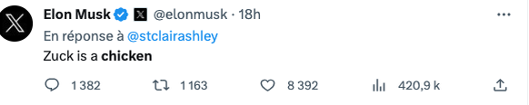 Faithful translation: Zuck is a coward (with feathers and a beak).