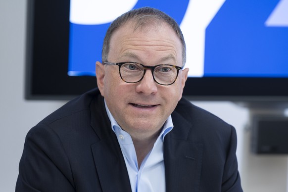 Martin Hirzel, Praesident Swissmem, spricht an einer Medienkonferenz ueber die Auswirkungen der US-Zoelle, am Dienstag, 26. August 2025, in Bern..(KEYSTONE/Peter Schneider
