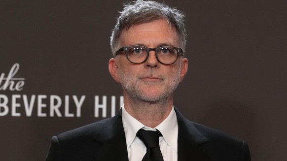 Paul Thomas Anderson poses in the press room with the award for best director  motion picture for "One Battle After Another" during the 83rd Golden Globes on Sunday, Jan. 11, 2026, at the B ...