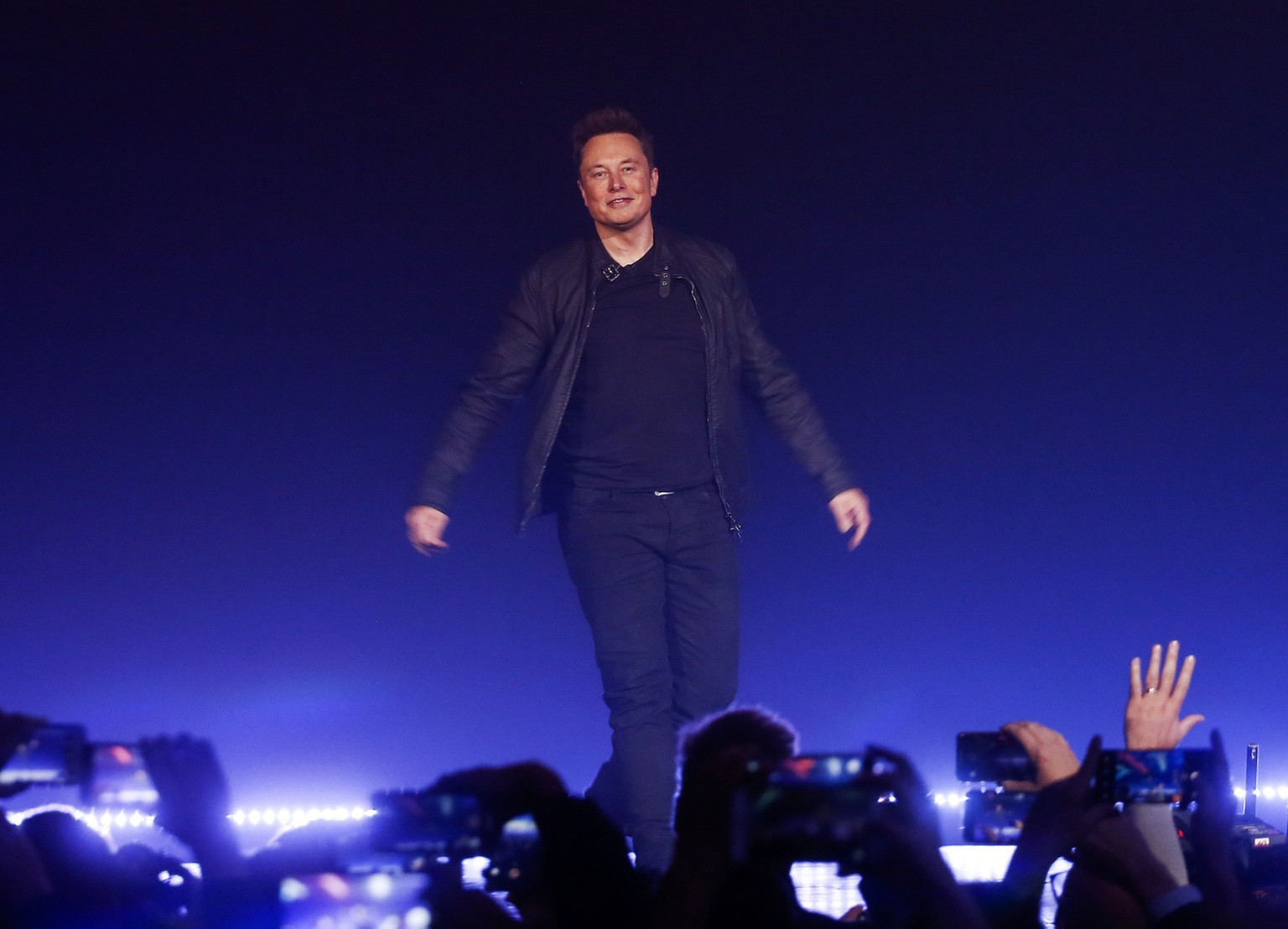 Tesla CEO Elon Musk introduces the Cybertruck at Tesla&#039;s design studio Thursday, Nov. 21, 2019, in Hawthorne, Calif. Musk is taking on the workhorse heavy pickup truck market with his latest elec ...
