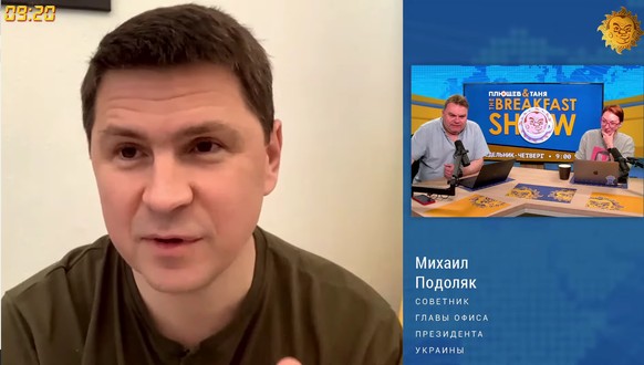 Mykhailo Podolyak, proche de Zelensky, sur la chaîne YouTube «Breakfast Show», le 30 mai 2023.