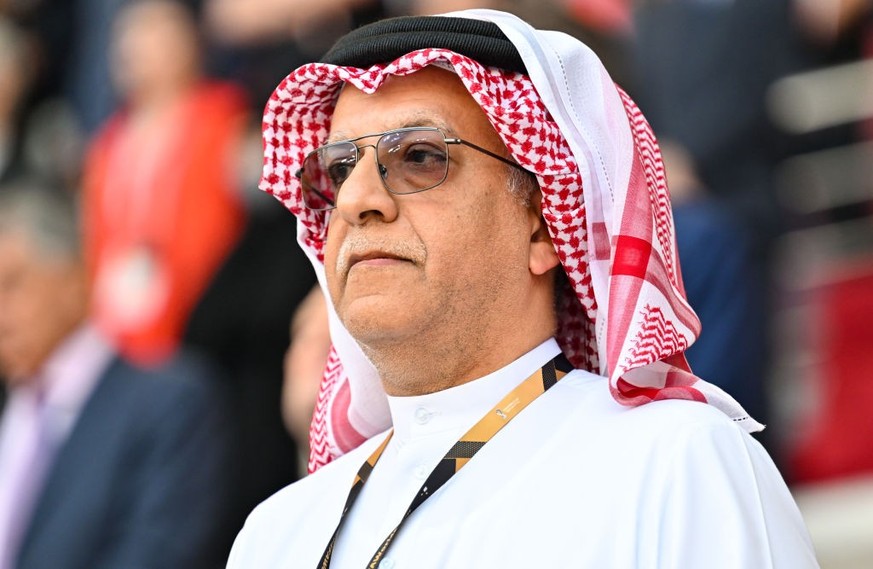 DOHA, QATAR - NOVEMBER 21: FIFA Senior Vice-President HE Sheikh Salman Bin Ebrahim Al Khalifa looks on during the FIFA World Cup Qatar 2022 Group B match between England and IR Iran at Khalifa Interna ...