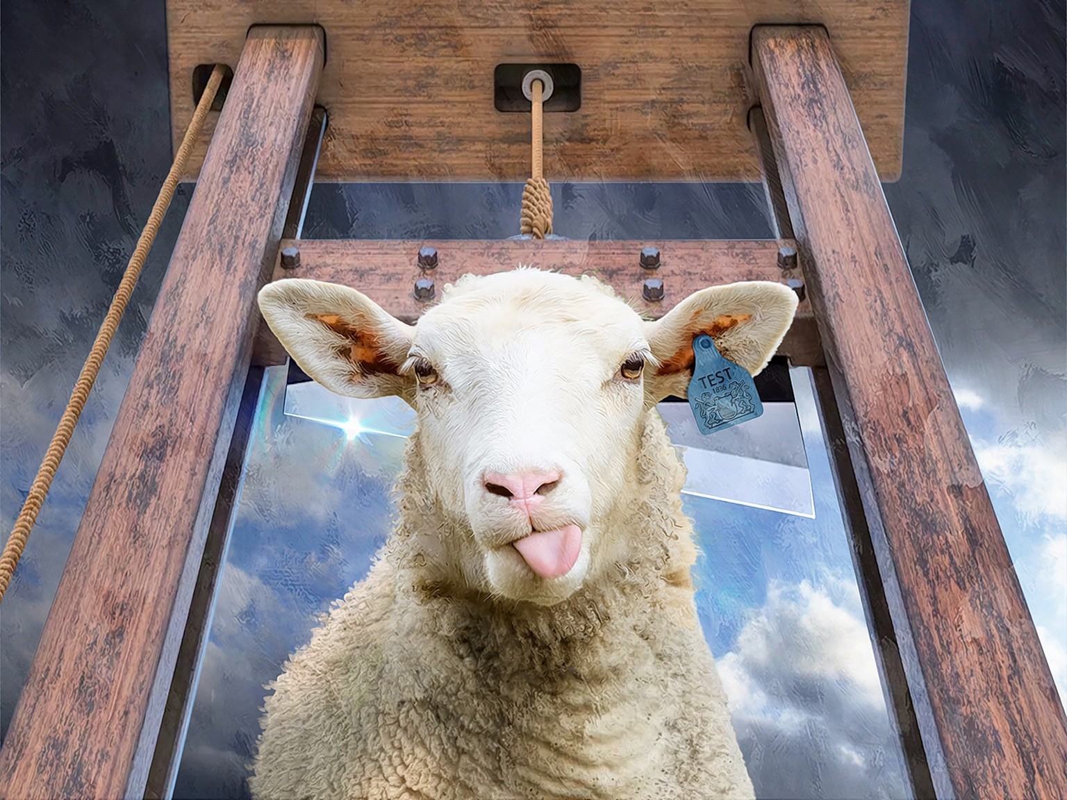 La guillotine zurichoise a été testée sur un mouton en 1836. 
https://achtung.be/arbeiten