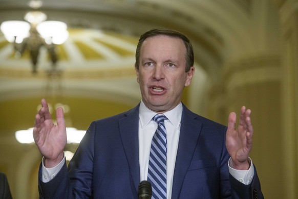 Sen. Chris Murphy, D-Conn., speaks during the Senate Democrat policy luncheon news conference at the Capitol, Tuesday, Jan. 21, 2025, in Washington. (AP Photo/Rod Lamkey, Jr.)
Chris Murphy