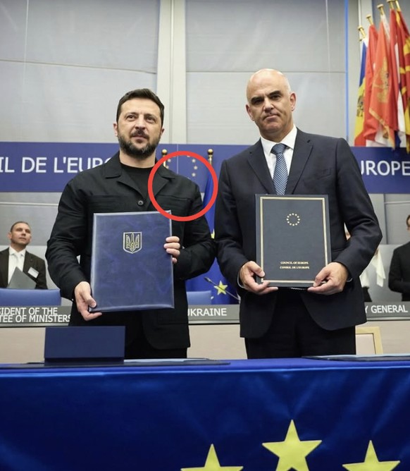 Volodymyr Zelensky et Alain Berset, secrétaire général du Conseil européen, à Strasbourg, le 25 juin 2025.