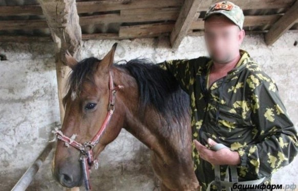 Un sodat avec un cheval Bashkir qui ravitaille le front russe.
