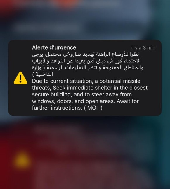Les alertes sur les téléphone à Dubaï.