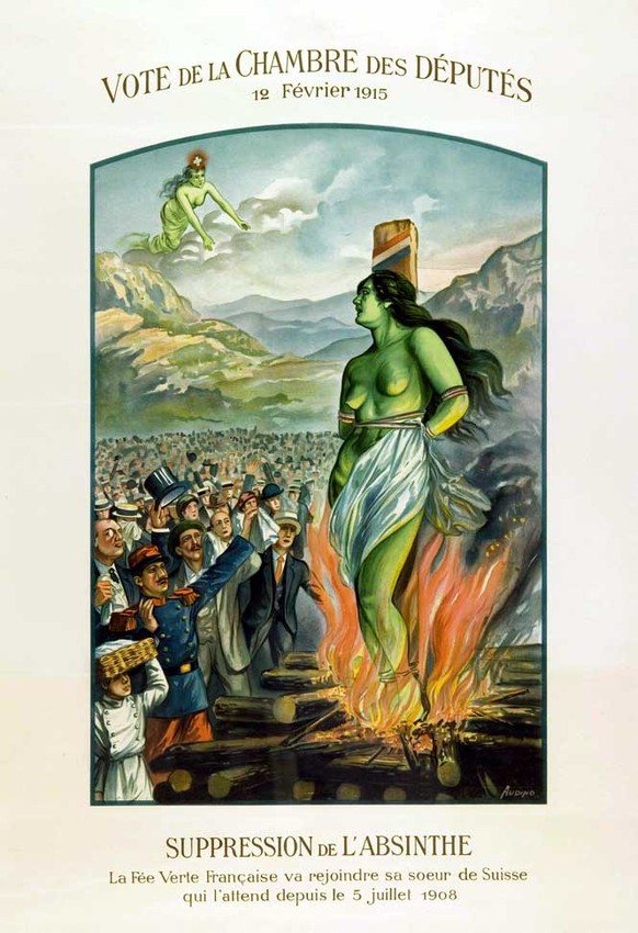 En 1915, les députés français son invités à brûler la sorcière verte, comme l'a fait la Suisse en 1908