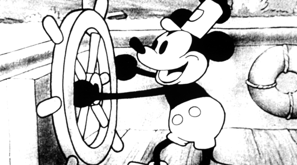 Mickey dans Steamboat Willie en 1928.