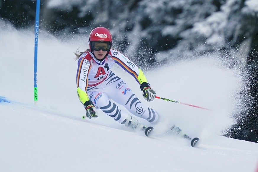 Germany's Lena Duerr competes during an alpine ski, women's World Cup giant slalom, in Semmering, Austria, Saturday, Dec. 27, 2025. (AP Photo/Pier Marco Tacca)
Austria World Cup Alpine Skiin ...