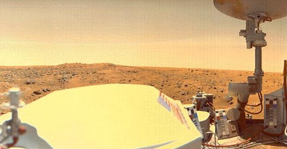 This image provided by NASA shows the Viking I Lander overlooking the Chryse Planitia on Mars. For the past decade, NASA has followed the water in its exploration of Mars and now wants to look for sig ...