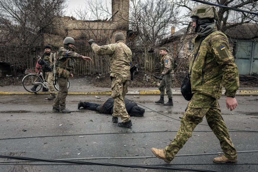 Boutcha, dans la banlieue de Kiev, théâtre de massacres russes. 2 avril 2022.