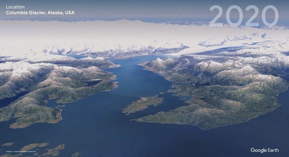 Google Earth Glacier Alaska USA réchauffement climatique timelapse