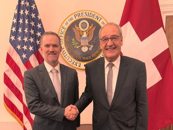 Guy Parmelin avait déjà rencontré Jamieson Greer en septembre dernier. Le conseiller fédéral avait ensuite publié cette photo sur X.