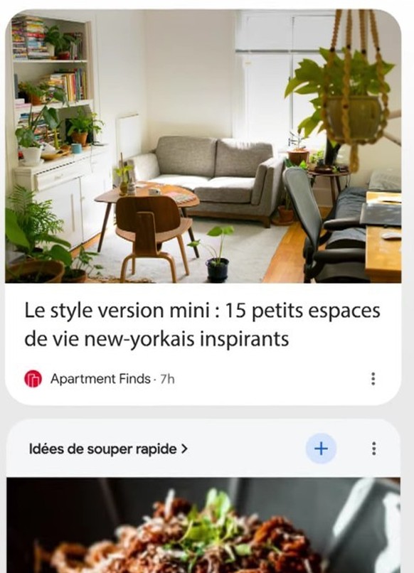 Google Discover se trouve sous la barre de recherche de l'application Google. Cette dernière est installée par défaut sur les appareils Android.