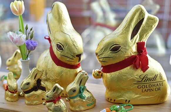 Goldhasen - Familie an der Bilanz - Medienkonferenz von Lindt und Spruengli in Kilchberg (ZH) am Dienstag, 5. Maerz 2019. (KEYSTONE/Walter Bieri)