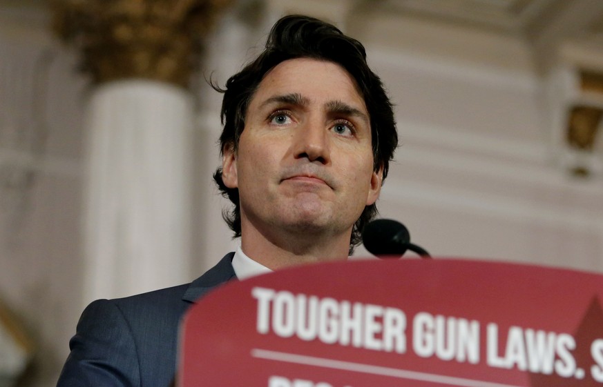 Canada&#039;s Prime Minister Justin Trudeau announces new gun control legislation in Ottawa, Ontario, on Monday, May 30, 2022. (Patrick Doyle/The Canadian Press via AP)