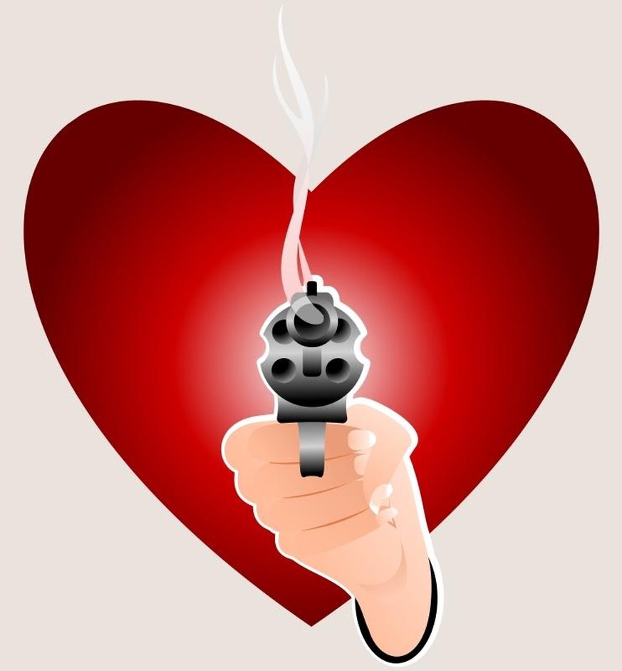 Meurtre passionnel coeur pistolet revolver main Suisse