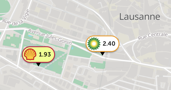 Ces deux stations en centre-ville de Lausanne sont à une centaine de mètres de distance.