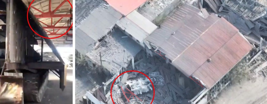 Ukraine findet dank russischem Propaganda-Video heraus, wo ein Panzer geparkt war – und kann diesen Ort mit Luftschlag angreifen. April 2024.
