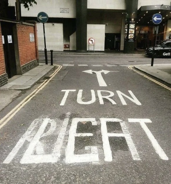 Verwirrende Strassenschilder