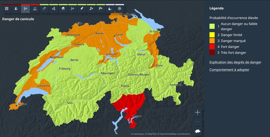 L'Office fédéral de météorologie et de climatologie, MétéoSuisse, continue d'émettre des alertes canicule pour certaines régions.
