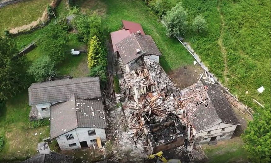L'étendue des dégâts à Leontica TI après l'explosion.