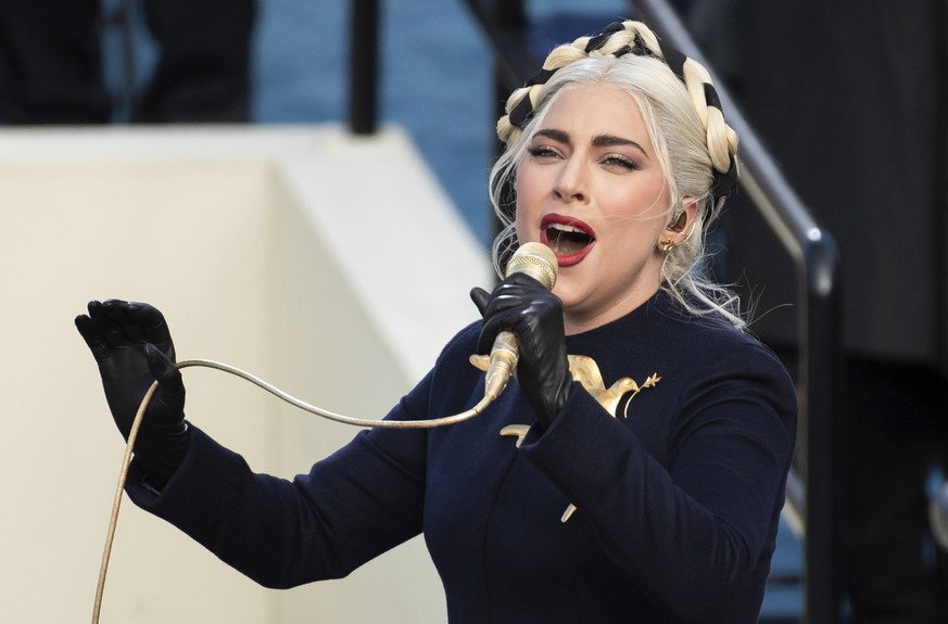 FILE - Lady Gaga sings the national anthem during President-elect Joe Biden&#039;s inauguration at the U.S. Capitol in Washington on Jan. 20, 2021. James Howard Jackson, a suspect mistakenly released  ...