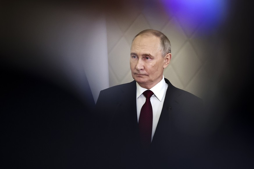 FILE - Russian President Vladimir Putin appears before the media after the summit of the Collective Security Treaty Organization in Astana, Kazakhstan, on Nov. 28, 2024. (Mikhail Tereshchenko, Sputnik ...