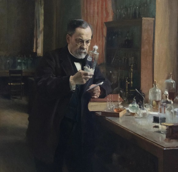 Louis Pasteur, représenté ici comme un héros dans son laboratoire. Portrait réalisé en 1885 par Albert Edelfelt.
https://commons.wikimedia.org/wiki/File:Portrait_de_Louis_Pasteur_Albert_Edelfelt.jpg