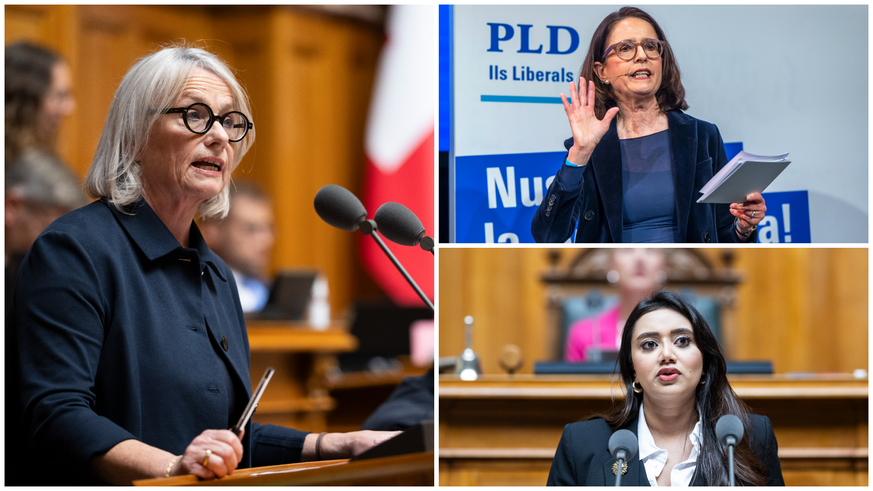 Les conseillères nationales Elisabeth Schneider-Schneiter (à gauche), Susanne Vincenz-Stauffacher (en haut à droite) et Farah Rumy (en bas à droite) ont dénoncé les insultes reçues en ligne.