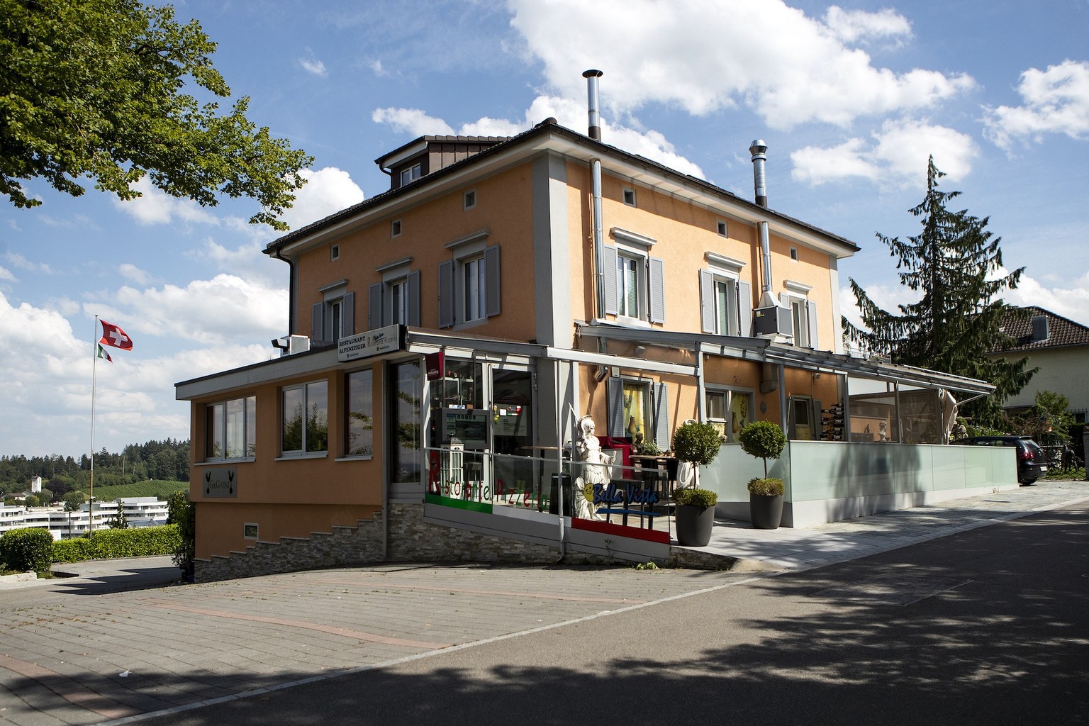 Das Restaurant Bella Vista in Muri, AG, am Donnerstag, 23. Juli 2020. In der beliebten Pizzeria hat die Bundespolizei am Dienstag, 21. Juli eine grossangelegte Aktion durchgef¸hrt, die im Zusammenhang ...