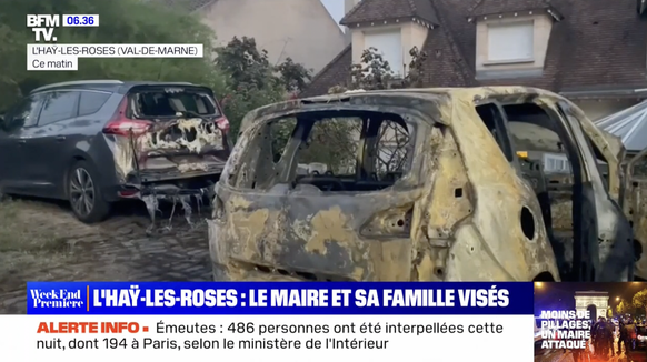 Le domicile de Vincent Jeanbrun, le maire LR de L'Haÿ-les-Roses, a été attaqué dans la nuit de samedi à dimanche alors qu'il se trouvait dans sa mairie pour gérer les émeutes au sein de sa commune.