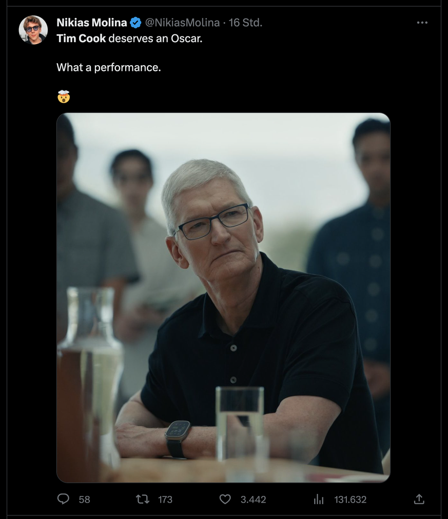 Tweet zur Apple-Keynote und Tim Cook.