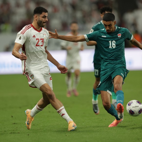 Amir Al-Ammari (à droite) a inscrit un but décisif pour l&#039;Irak mardi