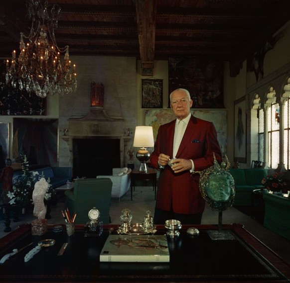 1968: Art collector, Patrick J Lannan surrounded by objets d&#039;art in his Worth Avenue apartment, Palm Beach A Wonderful Time - Slim Aarons. (Photo by Slim Aarons/Getty Images)