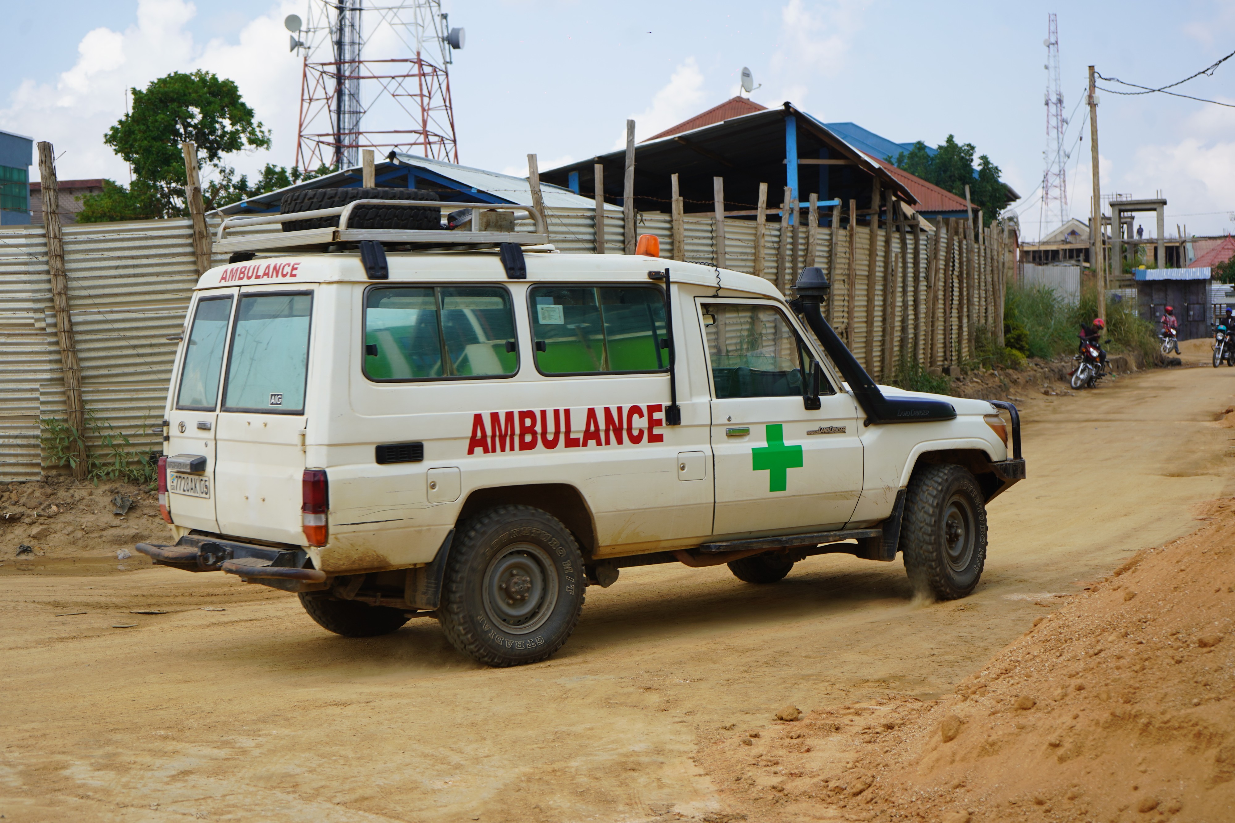 An ambulance drives past an ebola treatment centre in Bunia, Congo, Monday, July 20, 2026. (AP Photo/Prosper Heri Ngorora)
Congo Ebola