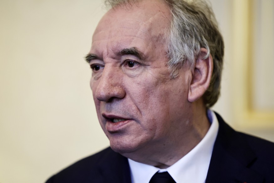 epa11909231 French Prime Minister Francois Bayrou speaks after receiving the pensions&#039; report results from France&#039;s first President of the French Court of Auditors (Cour des Comptes), at the ...