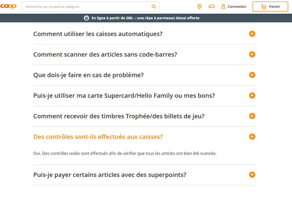 Sur le site internet de Coop, peu d&#039;informations sont données sur les contrôles aléatoires.