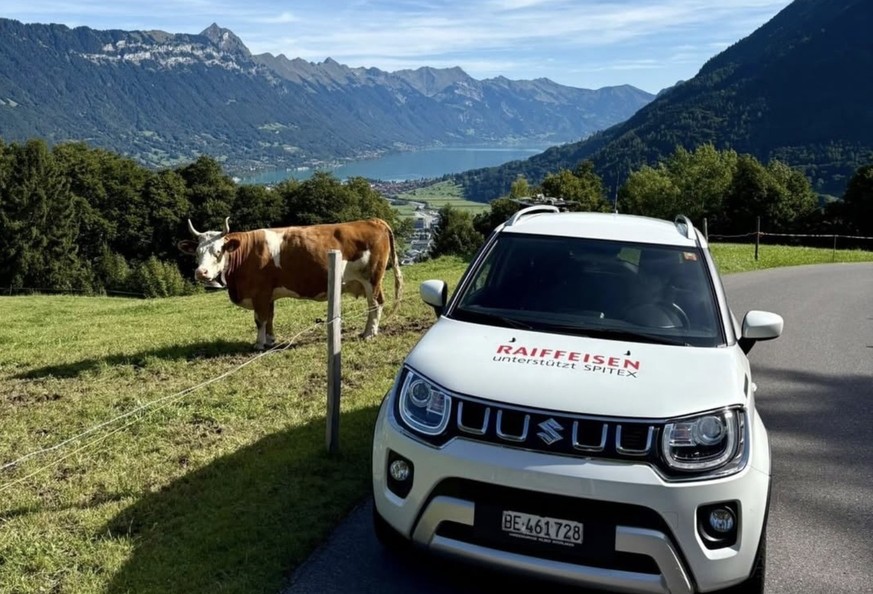 Une voiture du centre de soins à domicile Spitex d'Interlaken, illustration des lieux où se rendent les soignants.