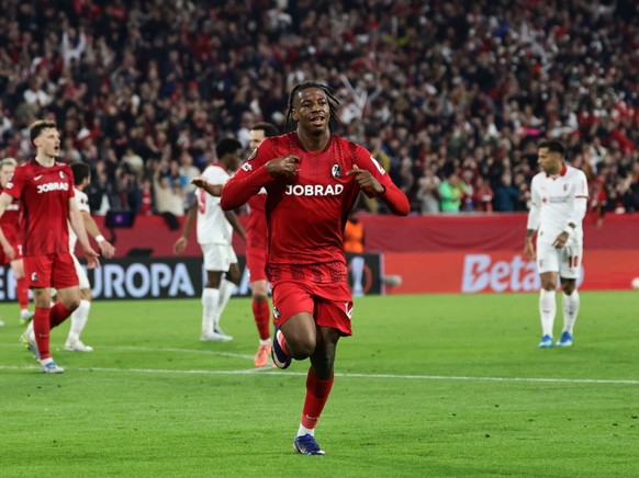 Johan Manzambi a inscrit le 2-0 face à Braga lors du match retour de la demi-finale d'Europa League remportée par le SC Fribourg.