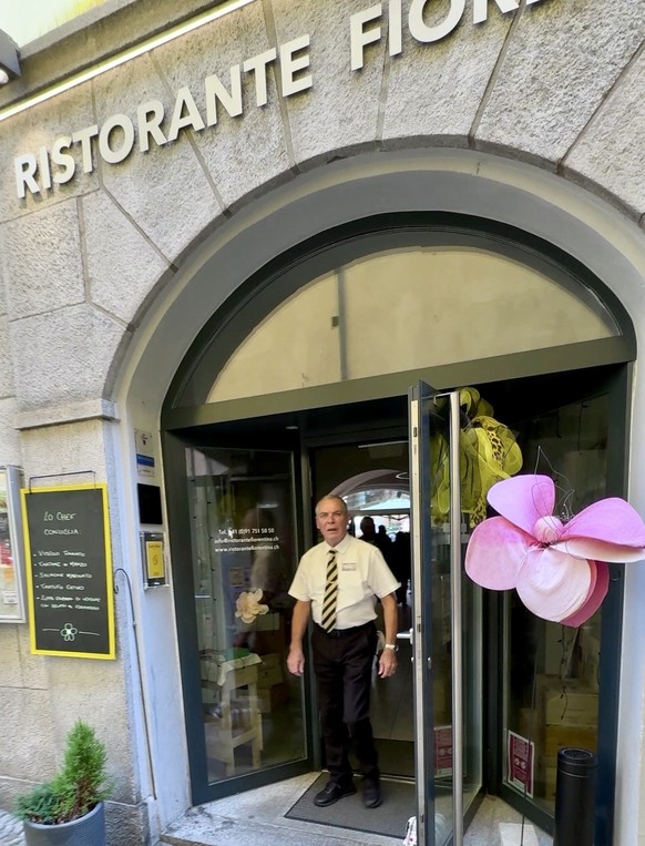 L'entrée du très prisé restaurant Fiorentina, dans la vielle ville de Locarno (Tessin)
