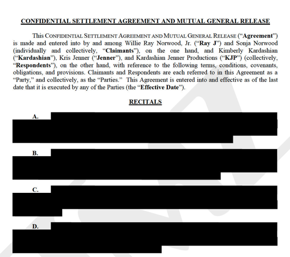 L’accord est intitulé «Accord de règlement confidentiel et quittance générale mutuelle».