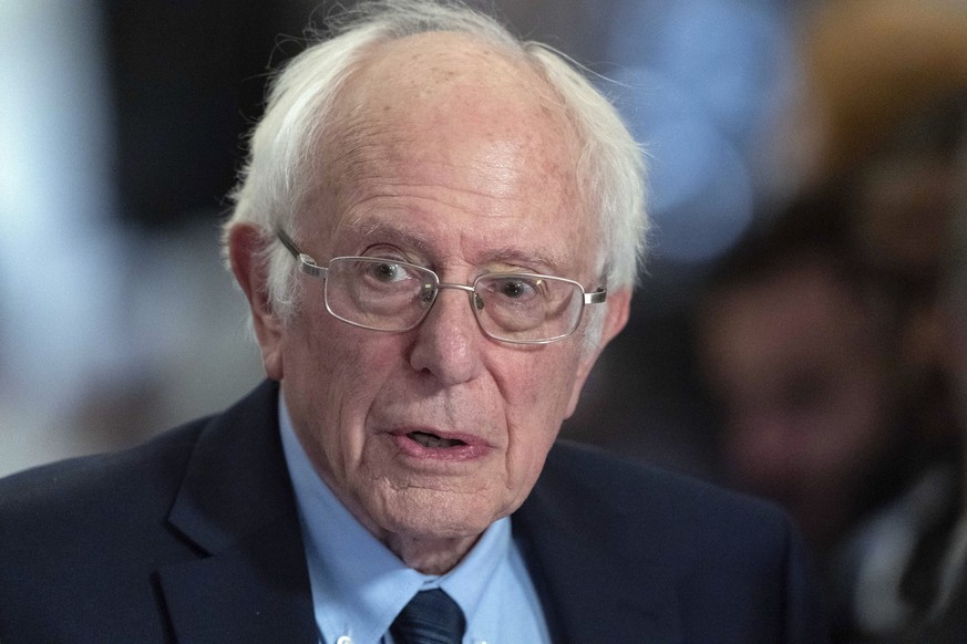 FILE - Sen. Bernie Sanders, I-Vt., speaks with reporters at the U.S. Capitol, March 7, 2024, in Washington. Prosecutors say the man accused of starting a fire outside Sen. Sanders? Vermont office has  ...