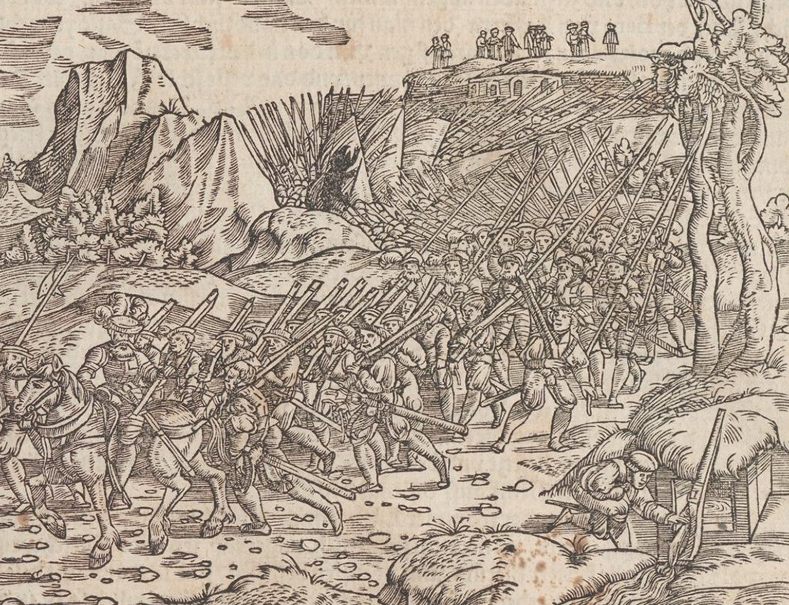 Les troupes bernoises conquièrent le canton de Vaud. Gravure sur bois de Johannes Stumpf de 1548.