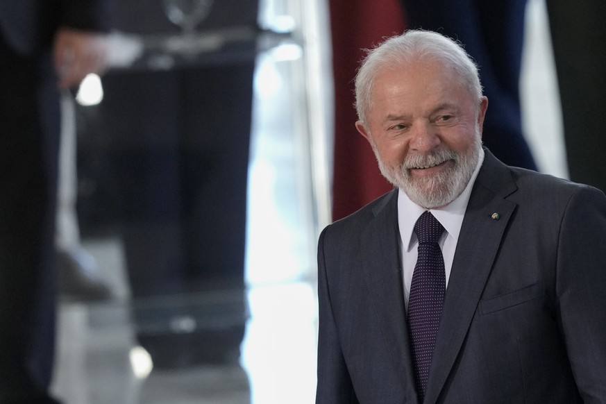 FILE - Brazil&#039;s President Luiz Inacio Lula da Silva attends a military promotion ceremony, in Brasilia, Brazil, Tuesday, April 4, 2023. Brazil&#039;s President flew off to China on Tuesday to str ...