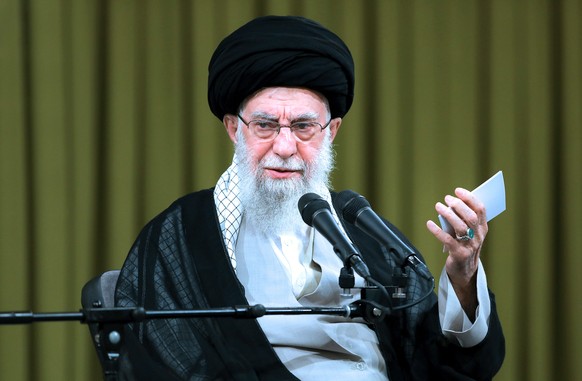FILE - In this photo released by an official website of the office of the Iranian supreme leader, Supreme Leader Ayatollah Ali Khamenei speaks in a ceremony to mark the Shiite holiday of Eid al-Ghadir ...